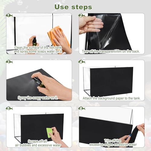 15.7X 39.4in Aquarium Background Black, Fish Tank Background Wallpaper Electrostatic Thickening, Easy to Install