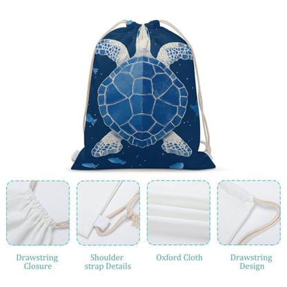 Turtle Pattern Drawstring Backpack Canvas String Bag Lightweight Sports Gym Bag for Men Women - color: Color-4
