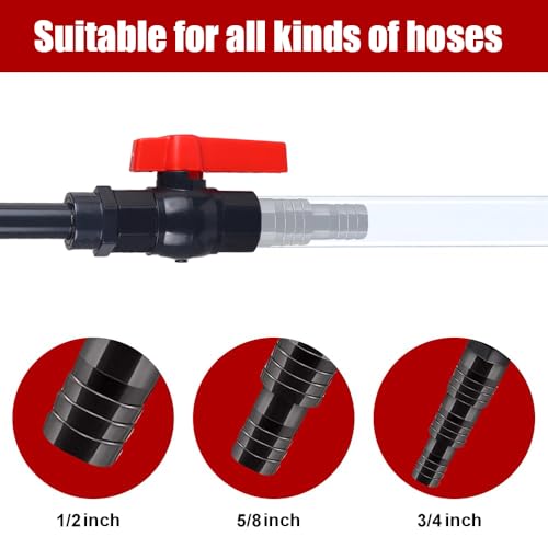 MiOYOOW Aquarium Water Changer, PVC Aquarium Water Filler Hanging Fish Tank Hook Filler with Flow Switch for 1/2“, 5/8”, 3/4” Hose