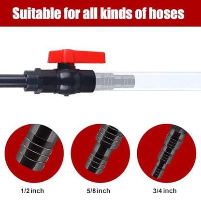 MiOYOOW Aquarium Water Changer, PVC Aquarium Water Filler Hanging Fish Tank Hook Filler with Flow Switch for 1/2“, 5/8”, 3/4” Hose