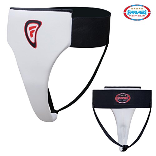 Farabi Female Groin Guard Boxing MMA Muay Thai Kickboxing Martial Arts Defense Fight Basketball Volleyball Football Hockey ice Hockey Cricket Athletics Combat L Guard Groin Protector. - color: White