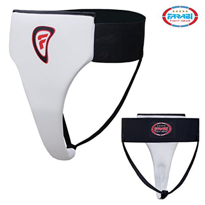 Farabi Female Groin Guard Boxing MMA Muay Thai Kickboxing Martial Arts Defense Fight Basketball Volleyball Football Hockey ice Hockey Cricket Athletics Combat L Guard Groin Protector. - color: White