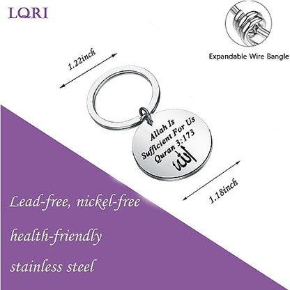LQRI Quran 3:173 Keychain Allah Gift Islamic Bible Verse Jewelry Islam Religion Gift Islamic Arabic Quran Gift