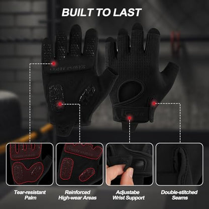 COFIT Workout Gloves for Men Women, Weight Lifting Gloves with 5MM Padded Palm, Non-Slip Gym Gloves, Fingerless Breathable Fitness Gloves for Training, Exercise, Pull Ups - size: Small