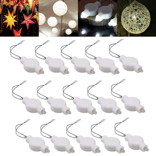 Battery Operated Small LED Lights – 15 Pack LED Balloon Light for Chinese White Paper Lanterns | Mini Battery Powered Led Bulb for Party Craft Floral,Weddings & Festival Decorations (White) - color: White