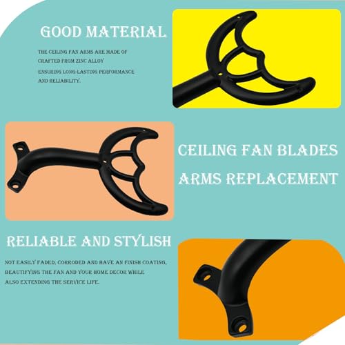 Ceiling Fan Blades Arms Replacement, 4 Pcs 52" Fan Blade Replacement Parts Mounting Bracket Kit for Replacing The Worn Fan Blades, Black - color: Black