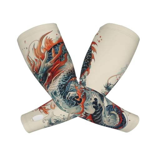 Cooling Arm Sleeves Cover Summer Sun Protection Arm Sleeves For Men Women Baseball Cycling Golf Running - color: Dragon 27
