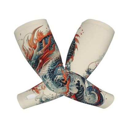 Cooling Arm Sleeves Cover Summer Sun Protection Arm Sleeves For Men Women Baseball Cycling Golf Running - color: Dragon 27