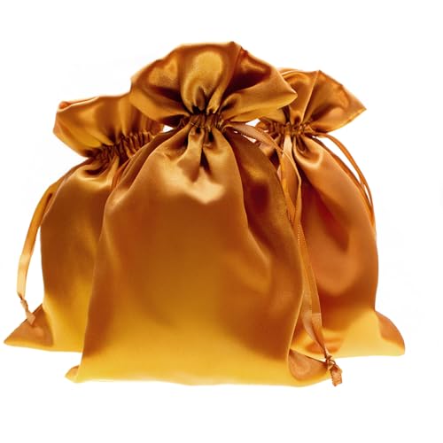 Knitial 50 Pack 5" x 8" Caramel Brown Satin Gift Bags with Drawstring, Jewelry Pouches, Wedding Favor Bags for Baby Shower Birthday Party Small Business - color: Caramel Brown - 5 x 8 Inch (Pack of 50)