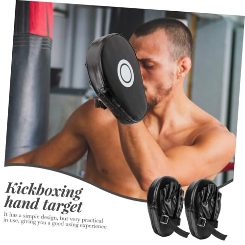 BESPORTBLE 2Pcs Curved Boxing Hand Pads, Black PU Sponge, for Men and Women | Impact and Kick Resistance, Safe Feel, Three-Layer Thick Build, Martial Arts Practice, Boxing Strike Focus