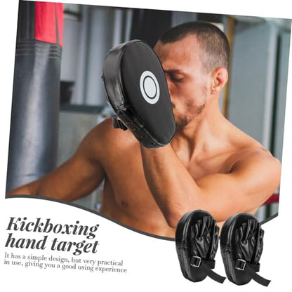 BESPORTBLE 2Pcs Curved Boxing Hand Pads, Black PU Sponge, for Men and Women | Impact and Kick Resistance, Safe Feel, Three-Layer Thick Build, Martial Arts Practice, Boxing Strike Focus