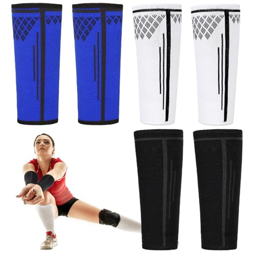 Hanaive 3 Pairs Volleyball Arm Sleeves Compression - color: Black, White, Blue