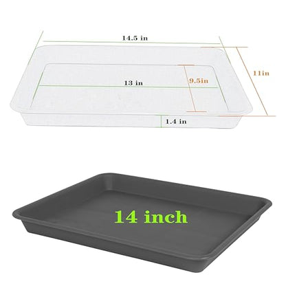 VUWEZ Rectangle Plant Tray, Plant Drip Tray, Plant Pot Saucers, Plant Germination Trays, Plant Saucers, 14.5'' x 11'' x 1.5'' (2 pack), Gray - color: Gray, size: 14.5'' x 11'' x 1.5'' (2 pack)