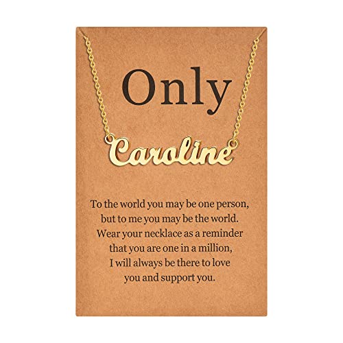Lcherry Name Necklace Personalized for Women Gold Plated Nameplate Necklace Gifts for Girls - style: Caroline