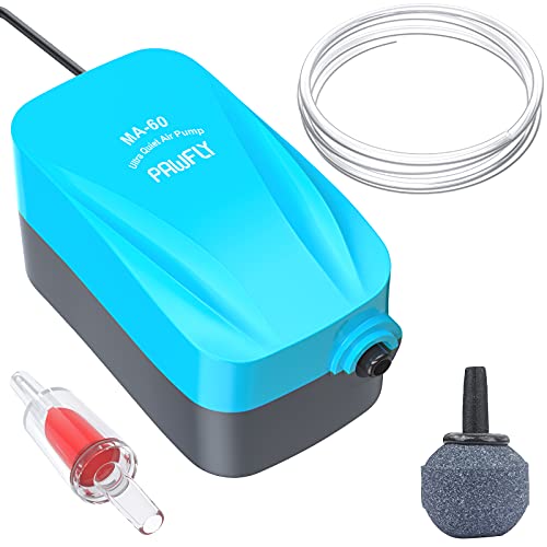 Pawfly Aquarium 15-40 GPH Compact Air Pump Quiet Oxygen Aerator Pump with Air Stone/Nano Bio Sponge Filter Airline Tubing and Check Valve Accessories for 3-20 Gallon Buckets and Fish Tanks - size: 3-20 Gallon, style: Basic