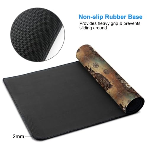 Oversized Gaming Desk Mat Retro Steam Punk Bird Steampunk Owl, Non Slip Rubber Bottom Mouse Pad Fit Laptop Keyboard Setup - color: Pattern (153), size: 29.5L x 15.8W inches