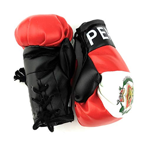 Hanging Car Mirror Mini Boxing Gloves (Peru) - color: Peru