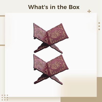 Wooden Quran Stand Holder, Foldable Book Holder, Elegant Carved Design, Portable For Reading, Ideal For Display