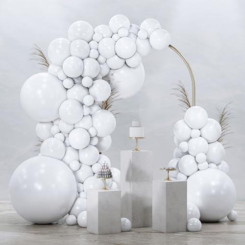 PartyWoo White Balloons 99pcs Matte White Latex Balloons Different Sizes - color: White-y13