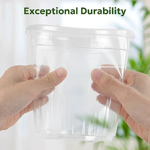 Bluepro Clear Nursery Pots with Drainage Holes, 7 Inch, 1 Gallon, 30-Pack | Clear PET, 1-Gallon Capacity, Root and Moisture Visibility, Flexible, Reusable, Indoor/Outdoor Use, Propagation and Repotting - size: 7 Inch-30Pcs