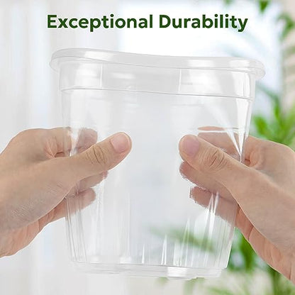 Bluepro Clear Nursery Pots with Drainage Holes, 7 Inch, 1 Gallon, 30-Pack | Clear PET, 1-Gallon Capacity, Root and Moisture Visibility, Flexible, Reusable, Indoor/Outdoor Use, Propagation and Repotting - size: 7 Inch-30Pcs