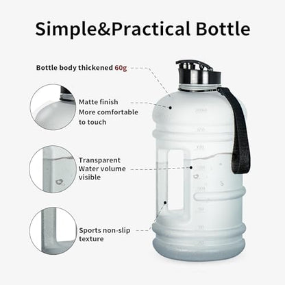 TOOFEEL 2 Liter Water Bottles - Big Water Jugs - 2.2L 74oz LeakProof - Clear Matte - color: Matte Clear Water Jug, style: 74 oz water bottle