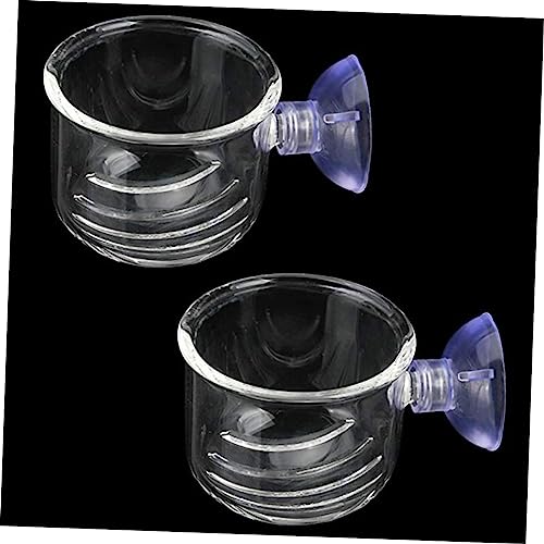 2Pc Clear Glass Feeding Cups for Fish for Red and Brine Shrimp Aquarium Equipment for Aquatic Supplies Enhance Fish Feeding Experience