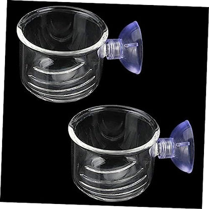 2Pc Clear Glass Feeding Cups for Fish for Red and Brine Shrimp Aquarium Equipment for Aquatic Supplies Enhance Fish Feeding Experience