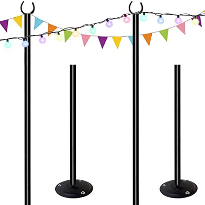 10ft String Light Poles for Hard Surfaces, Light Poles for Outdoor String Light, Perfect for Garden, Backyard, and Patio Lighting Stand for Parties, Wedding - Matte Black Finish - 2 Pack - style: 2 Pole for Hard Surfaces