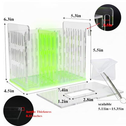 Green Acrylic Aquarium Breeder Box, 7.4x5.3x6.3 in Hang-On Fish Isolation Box with Long Handle Net, Removable Divider & Feeding Hole for Betta Guppy Shrimp Freshwater Saltwater - color: Green, size: 7.4x5.3x6.3in