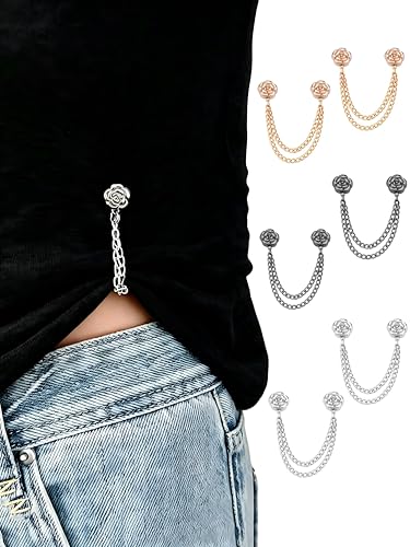6PCS Multi-Function Magnetic Clothing Clip,Magnetic Hem Clips with Chain, Scarves, Hijab, Trousers, Cuffs and Hems
