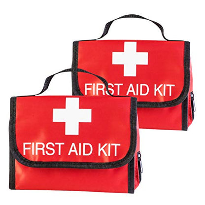 Nylon First Aid Empty Kit,Compact and Lightweight First Aid Bag for Emergency at Home, Office, Car, Outdoors, Boat, Camping, Hiking(Bag Only) (2 Pack Red Foldable) - size: 9.7*8.1 Inch