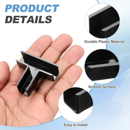 uxcell 12Pcs Plastic Glass Connector, t Shaped Glass to Glass Clamp for 10mm Thick, Fixing Bracket Rimless Clip Holder for Aquarium Fish Tank Display Shelves, (10mm, Black) - size: 10mm