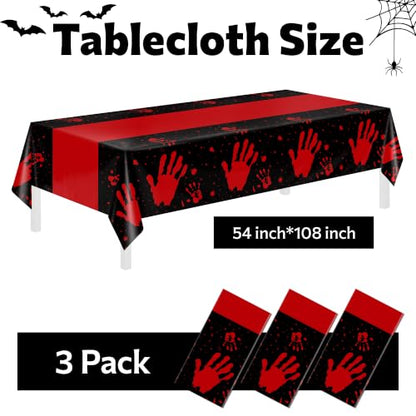 Childom 3 Pack Halloween Tablecloth Rectangle Table,Halloween Decorations - color: Halloween Black