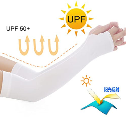 Alovexiong UV Sun Protection Arm Sleeves for Women 4pcs Compression Cooling Sleeve with Thumb Hole Tattoo Cover Up Sleeves Sun Sleeves for Cycling, Driving, Running, Riding, Fishing, Golfing