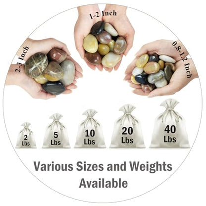 FANTIAN 20 lbs Pebbles for Outdoor Landscaping, 1-2 Inch River Rocks | Polished Pebbles for Plant Indoor, Aquarium, Vase, Fish Tank, Landscaping, Outdoor Garden - size: 1-2 Inch, style: 20 Pounds
