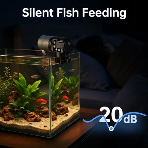 AQQA Automatic Fish Feeder for Aquarium, Moisture-Proof LCD Timer Dispenser | 200ML Large Capacity Fish Food Dispenser, Auto Feeder for Vacation, Betta Turtle Koi Goldfish Small Tank