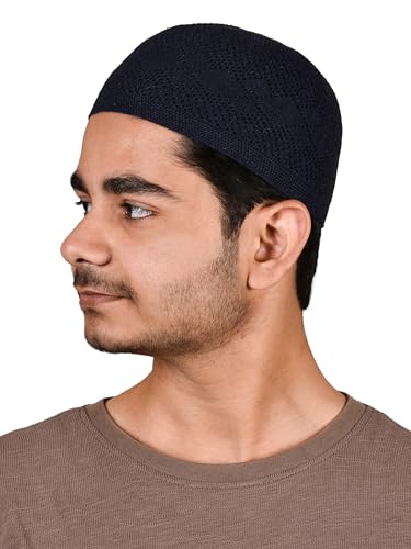TRUNESS Kufi Hats for Men Muslim Prayer Islamic Capn Takke Peci Handicraft Taqiyah Taqiyah Cap - color: Blue