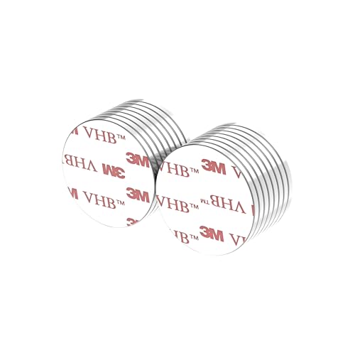 N52 Magnet -25x2mm - 16 Pack, Self Adhesive Super Strong Neodymium Disc Magnets, Powerful Round Rare Earth Magnets with 3M 4920 Very-High-Bond Double Side Adhesive Backing Magnet - style: 25 x 2mm - 3M Adhesive