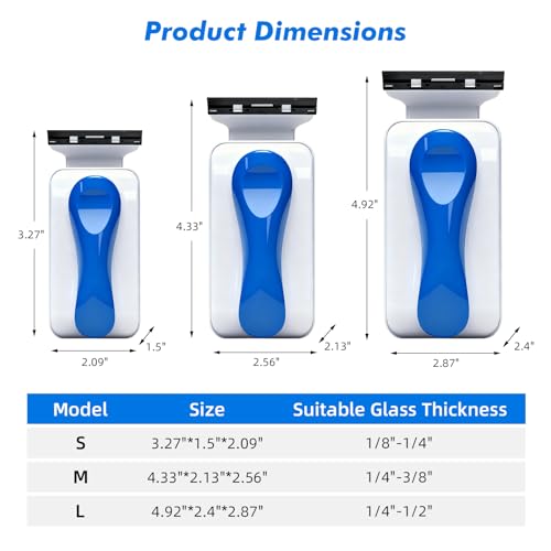 Rise Torrent Aquarium Magnetic Glass Cleaner, Fish Tank Algae Scraper Brush Cleaning Tool for 1/8"-1/4" Thickness Glass, Floating Scrubber Brush Cleaner for Acrylic, 1 Detachable Scraper, Small - size: Small