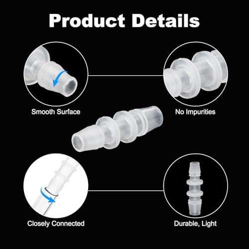 PATIKIL 3/8" x 5/16" Plastic Hose Barb Fitting, 2 Pcs Thru-Bulk Pipe Connectors Barbed Splicer Mender Joint Adapter Union for Aquarium Fuel Gas Liquid Air - size: 3/8" x 5/16"