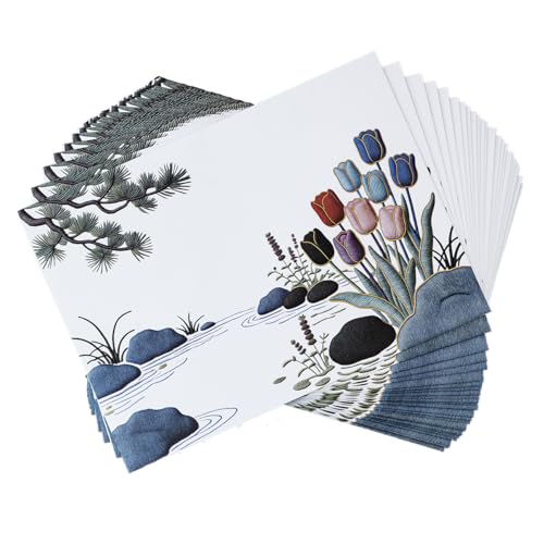 A7 Envelopes, 5x7 Inch, 40 Pack, 120gsm Flower Tulip Printed White Paper, Double-Sided Floral Print, Gummed Seal, Envelope for Invitations and Greeting Cards (White Tulip) - color: White Tulip