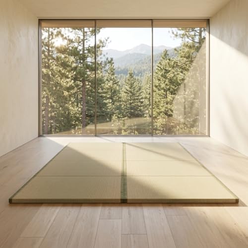 MustMat Tatami Mats Queen,Portable,Folding 35.4"x78.7"x1.2" (2 piece Set) | Rush Grass, Japanese Futon Mattress, Tatami Floor Bed - size: 2 piece set