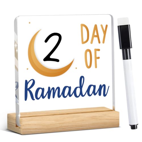 Islamic Ramadan Countdown Decor Ramadan Decorations for Home Table Eid Mubarak Decorations Happy Ramadan Acrylic Sign for Farmhouse Desk Centerpiece - style: Modern