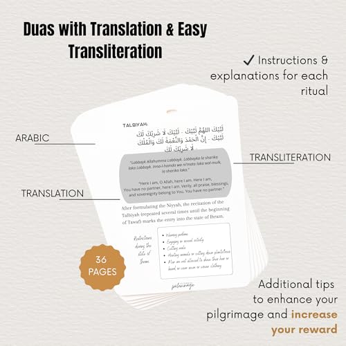 Umrah Guide – Umrah Dua Cards | Step-by-Step Portable Umrah Guide with Pouch & Adjustable Lanyard – Waterproof & Durable