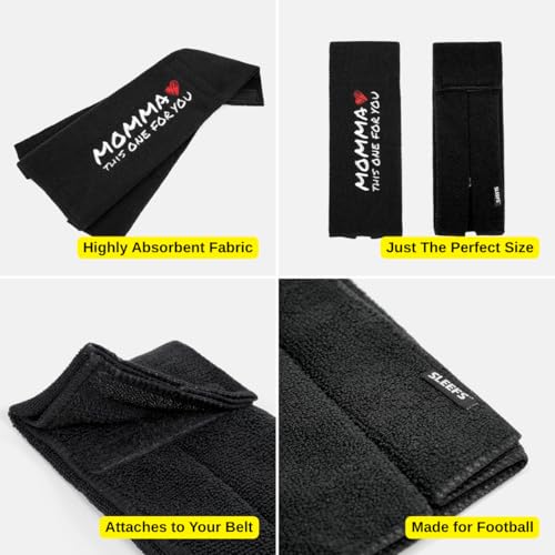 SLEEFS Football Towel - Cotton Quarterback QB Towel for the Football Field - Bi-Fold Hook & Loop Closure - Men/Youth/Boys/Adults - Momma Black - color: Momma Black