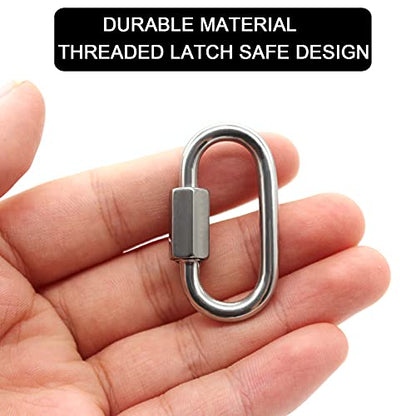 Anvin 12 Pack Quick Link M4 5/32 Inch Heavy Duty Carabiner D Shape Chain Links 400LB Capacity Repair Utility Links Safety Chain Connector for Camping Hiking Outdoor Equipment Locking Harness Dog Leash - style: Oval, 1.6 Inch,12 Pack