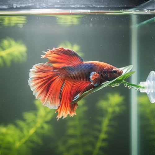 4 Pack Betta Fish Leaf Pad Hammock, Natural Habitat Aquarium Decorations for Resting and Breeding, Suction Cup Betta Bed for Small to Large Tanks (Green)