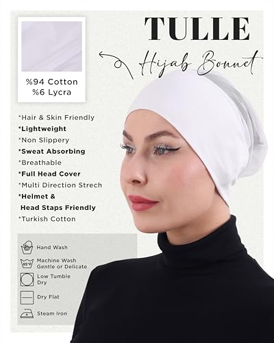 FabNest Chemo Headwear for Men & Women Breathable Cotton Blend Non Slip Cap - color: White