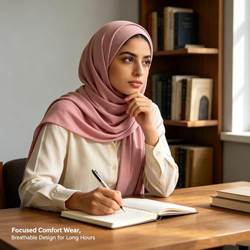 Jersey Hijab Scarf for Women,Lightweight Muslim Turban Head Scarf Modal Feel Hijab Coverings for Prayer with Clip - color: Dark Pink